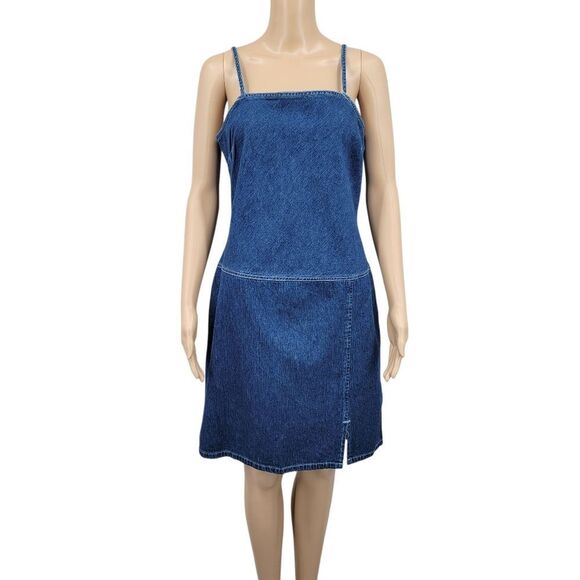 Faded Glory Y2K Denim Tank Midi Dress Women's Medium 8 / 10 Blue Jean - Picture 1 of 10